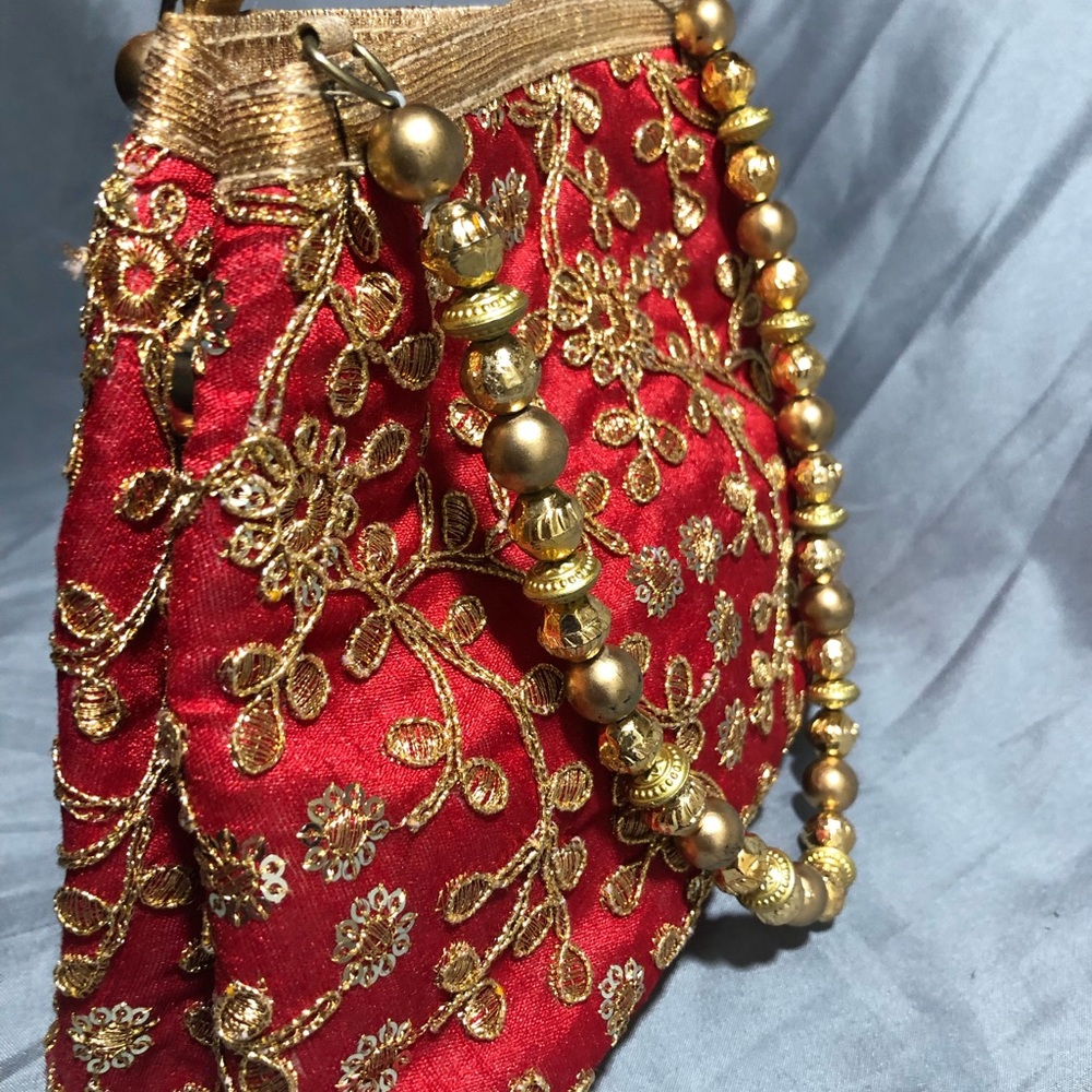 Red and Gold Mini Clutch Purse